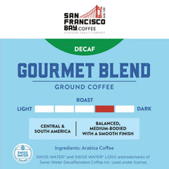 San Francisco Bay Decaf Gourmet Blend arabica beans provide smooth, well-rounded flavor potential
