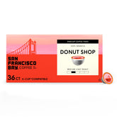 San Francisco Bay Donut Shop pods front view with bright breakfast coffee aroma