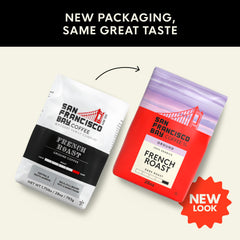 San Francisco Bay brew French Roast cup shows robust, full-bodied aroma during brewing.
