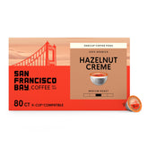 San Francisco Bay Hazelnut Creme pod box showcases convenient single-serve packaging.