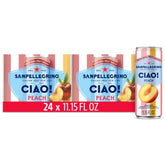San Pellegrino CIAO peach bottle reveals real fruit juice notes.