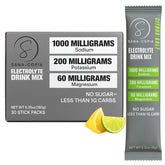 SANA-COPIA electrolyte lemon-lime packets close-up for sugar-free hydration on the go.