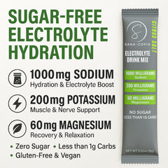SANA-COPIA lemon-lime electrolyte packets on the go for quick electrolyte balance.