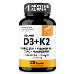Sandhu's D3K2 Magnesium bottle pouring for easy daily energy support