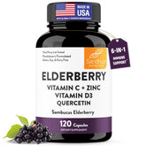 Sandhu's elderberry vitamin C zinc bottle for daily immune support.