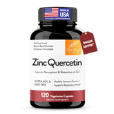 Sandhu's Zinc Quercetin bottle front; easy-to-swallow capsules for daily wellness.