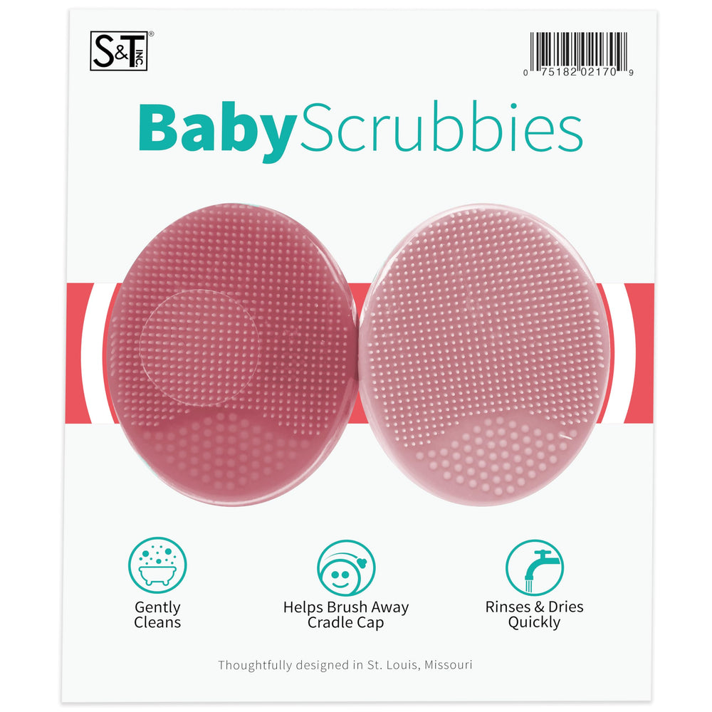 S&T INC. pink brush back view for gentle baby cleansing.