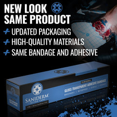 Close-up of the Saniderm bandage roll highlighting flexible, skin-safe design for easy wear.