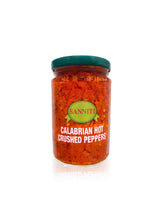 Sanniti Calabrian hot crushed pepper spread jar showing bold color and heat