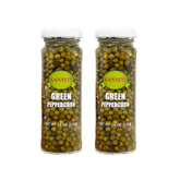 Sanniti green peppercorns in brine in a jar, great for sauces.