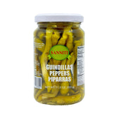 Sanniti Guindillas Piparras peppers in pack shot, crisp and ready to savor.