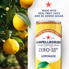Sanpellegrino Lemonade close-up reveals 15 calories per can