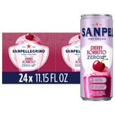 Sanpellegrino Cherry Sorbetto bottle highlights real fruit juice for refreshing moments.