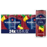 Sanpellegrino Ciliegia Limone bottle pour with bright bubbles, ideal for a refreshing gathering.