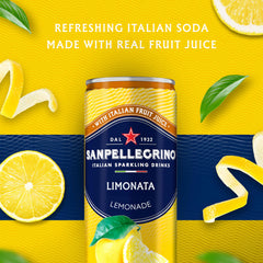 Sanpellegrino Limonata glass poured, showcasing crisp, real lemon brightness for sunny afternoons.