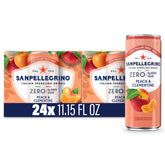 Sanpellegrino Zero Grams Added Sugar Peach Clementine can for on-the-go refreshment.