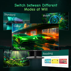 SANSUI 178° viewing angle monitor shown in a wide-angle setup.