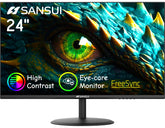 SANSUI 24-inch eye care monitor on a desk, ideal for home and office clarity.