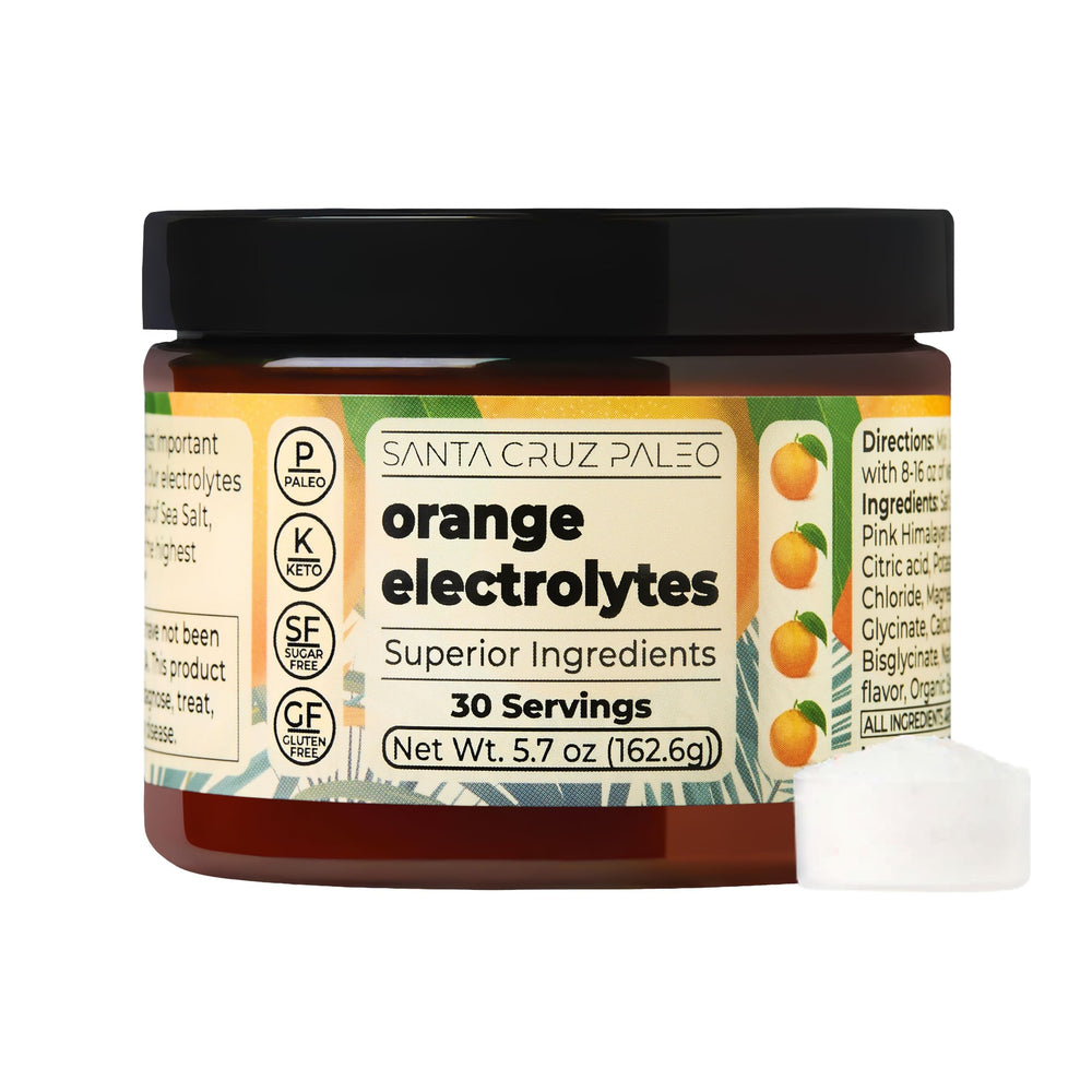 Santa Cruz Paleo Electrolyte Orange bottle pour for quick hydration