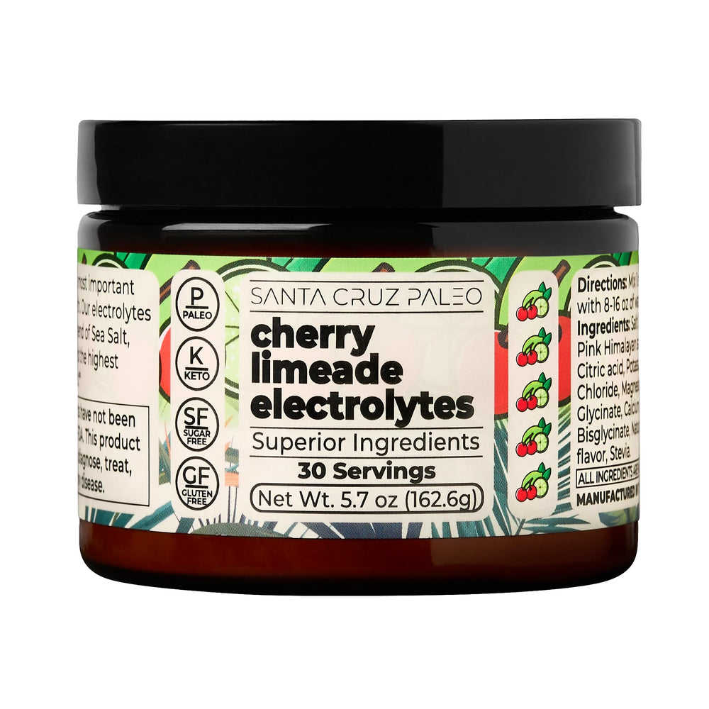 Santa Cruz Paleo Electrolyte Powder cherry limeade bottle for sugar-free hydration