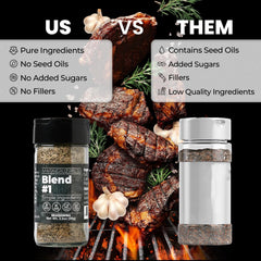 Close-up of ingredients highlighting sea salt, pepper, garlic, rosemary for clean seasoning