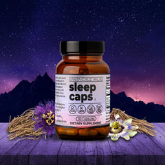 Santa Cruz Paleo Sleep Caps lemon balm and valerian display for peaceful evenings.