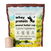 Santa Cruz Paleo whey peanut butter cup tub shows clean ingredients.