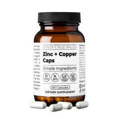 Santa Cruz Paleo zinc + copper bottle shows a high-absorption mineral formula for daily use.