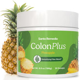 Santo Remedio Colon Plus bottle pour supports daily fiber and probiotic intake.
