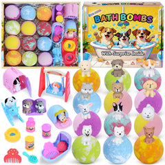 Santrela kids bath bombs with surprise inside in a 12-pack, colorful and engaging.