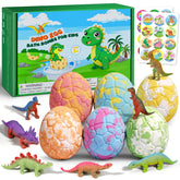 Sanyi dino egg bath bombs reveal a toy inside, enhancing bath time anticipation.
