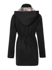 SaphiRose hood detail illustrating adjustable hood for wind and rain comfort.