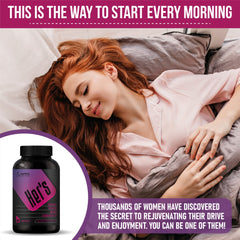 Sapir's Nutrition Her's Hornygoatweed capsules closeup highlights convenient daily use