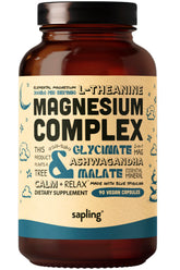 Sapling Magnesium Glycinate Complex bottle front with 90 vegan capsules for daily support.
