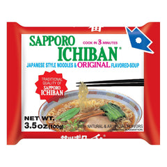 Sapporo Ichiban ramen 24 pouches stacked for quick meals.