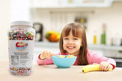 Sarah's Candy Factory dehydrated marshmallow bits on hot chocolate for a fluffy touch.