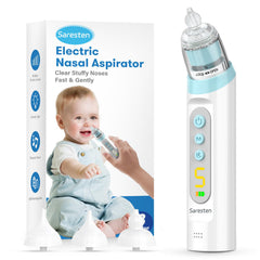 Saresten nasal aspirator front view in blue for quick baby relief.