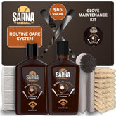 Sarna Baseball Glove Kit cleaner bottle creates a fresh start after dusty innings.