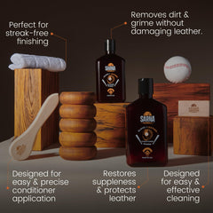 Sarna Baseball Glove Kit microfiber cloth buffs to a clean finish.