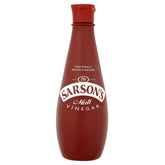 Sarson's Malt Vinegar bottle pour highlights tangy flavor for sauces and dressings