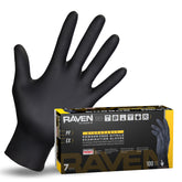 SAS Raven 7 Mil black nitrile gloves front view showing full product
