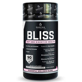 SASCHA FITNESS gut health pills bottle close-up, highlighting digestion support.