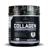 SASCHA FITNESS hydrolyzed multi collagen bottle front highlighting hair and skin support