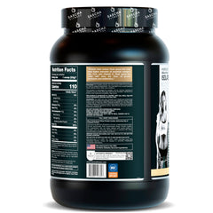Sascha Fitness caramel nutrition panel graphic showing zero carbs and high protein