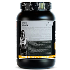 SASCHA FITNESS hydrolyzed whey isolate label highlighting digestive enzymes for digestion