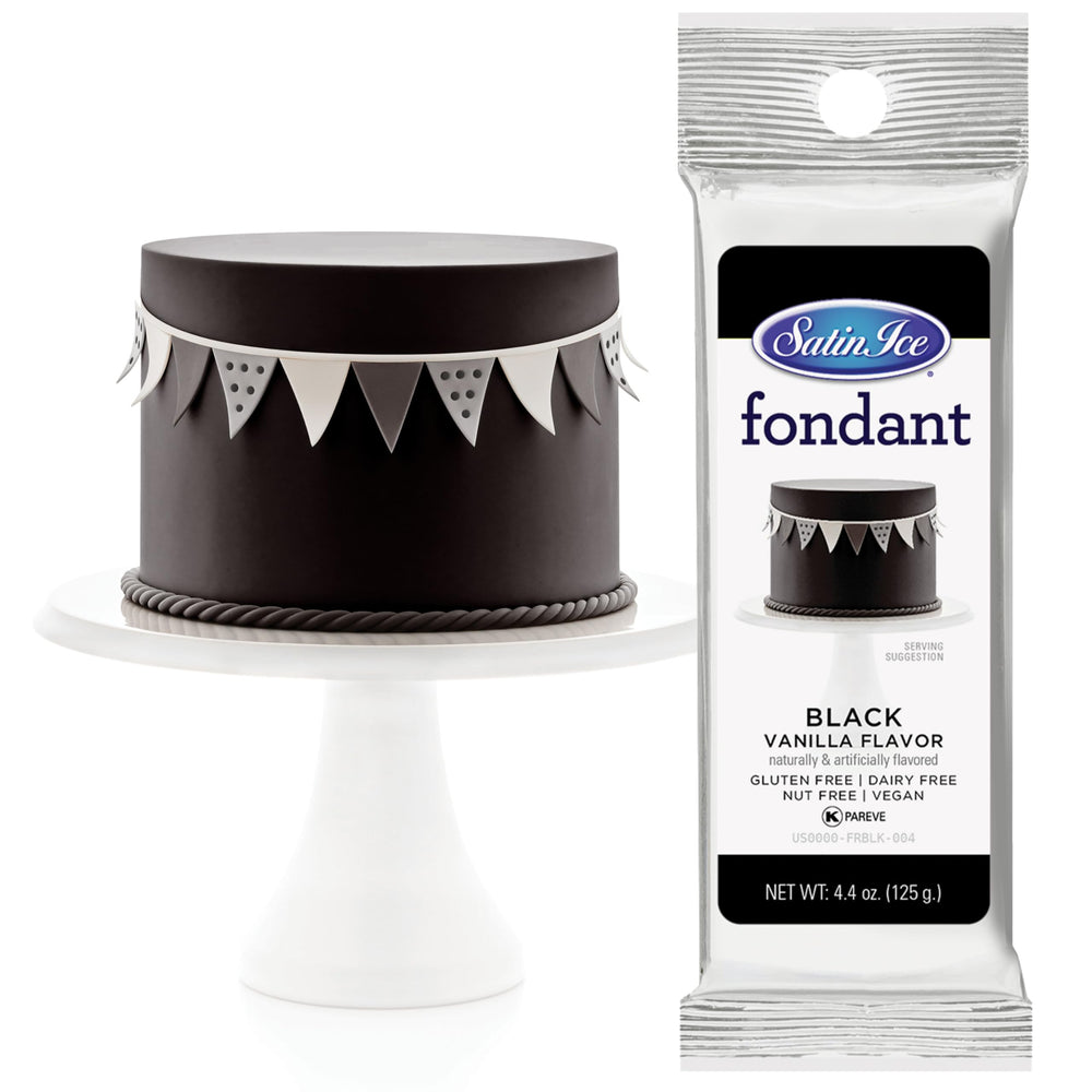 Satin Ice Black Fondant cover cake for a smooth, professional finish.