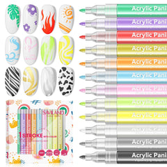 Saviland 12 colors nail art pens set with bold pigments for vibrant designs.