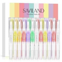 SAVILAND cuticle oil pen applying around nails for hydration.