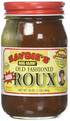 SAVOIE'S Old Fashioned Dark Roux bottle ready to start a Cajun gumbo.
