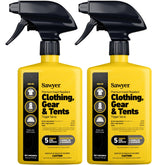 Sawyer Permethrin spray bottle applying on fabric to repel insects.